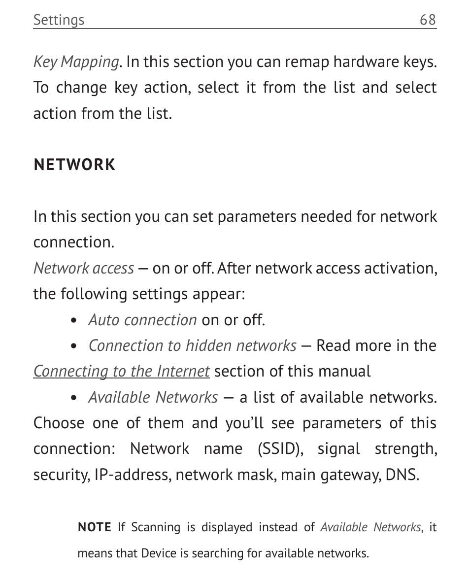 Network, Network 68 | PocketBook Color Lux User Manual | Page 69 / 89