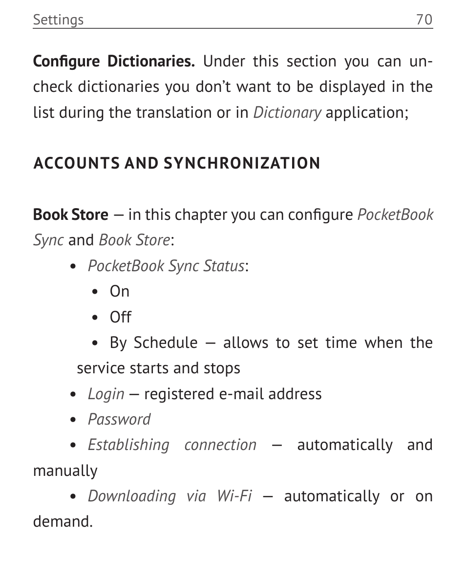 Accounts and synchronization | PocketBook Color Lux User Manual | Page 71 / 89