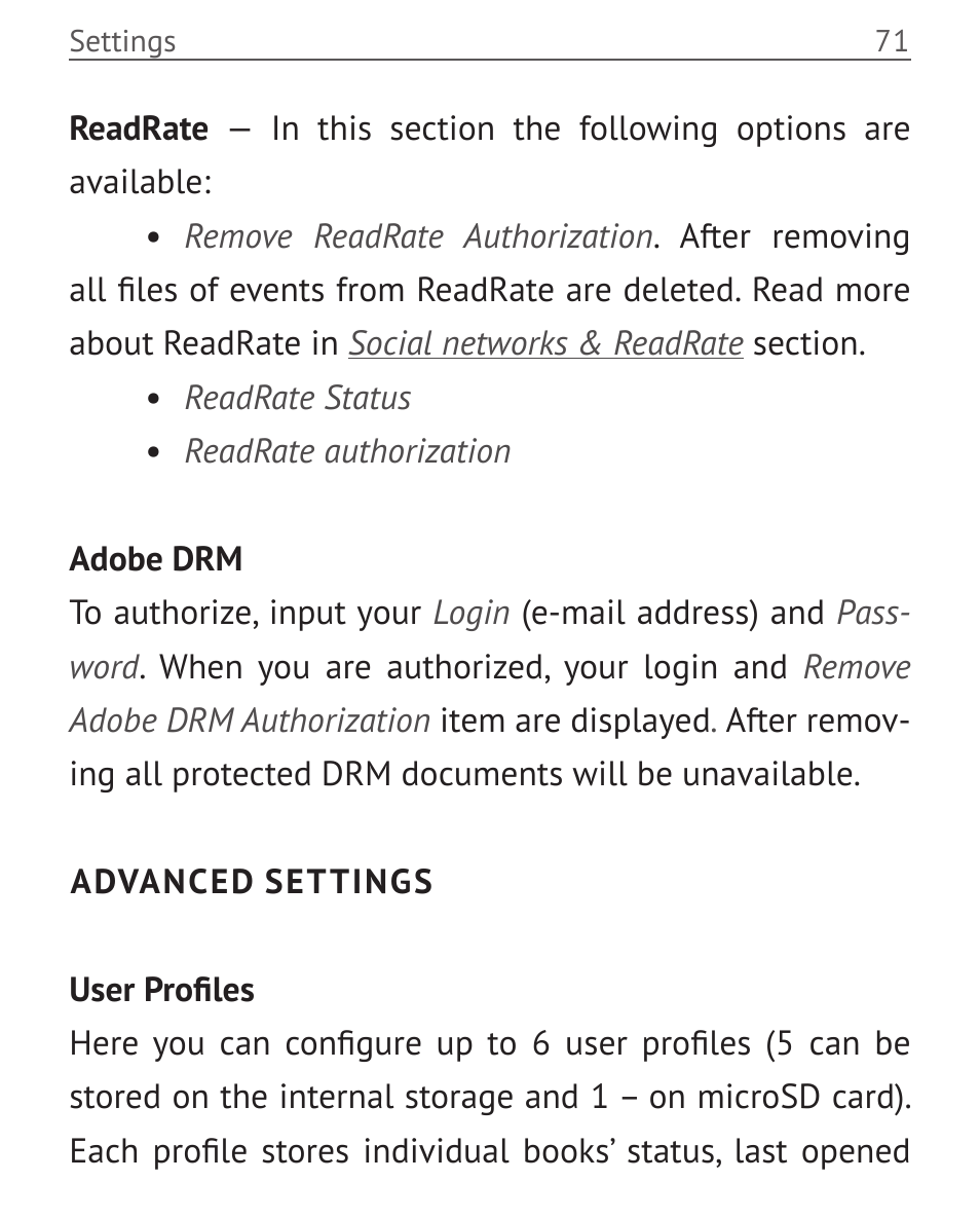 Advanced settings | PocketBook Color Lux User Manual | Page 72 / 89