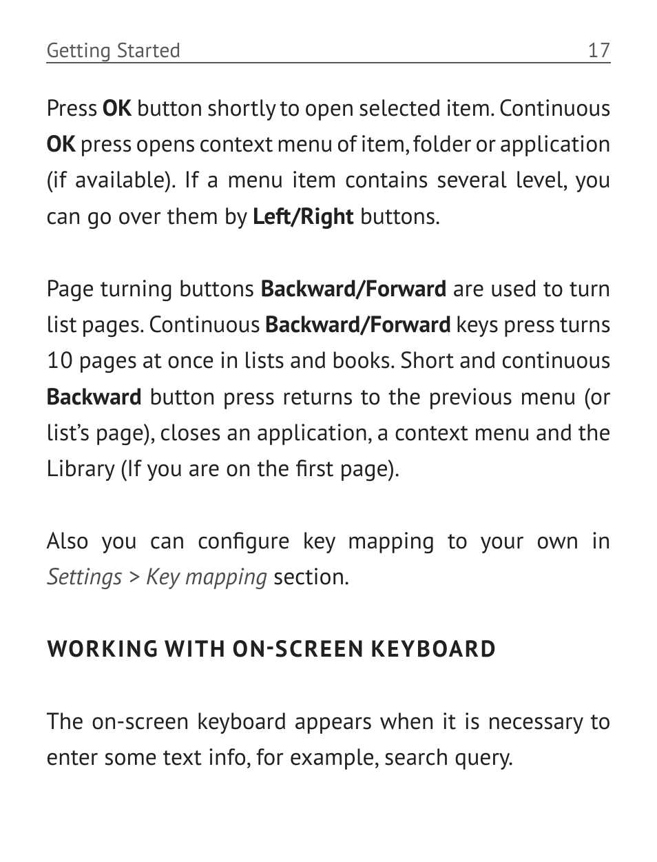 Working with on-screen keyboard | PocketBook Basic New 613 User Manual | Page 18 / 54