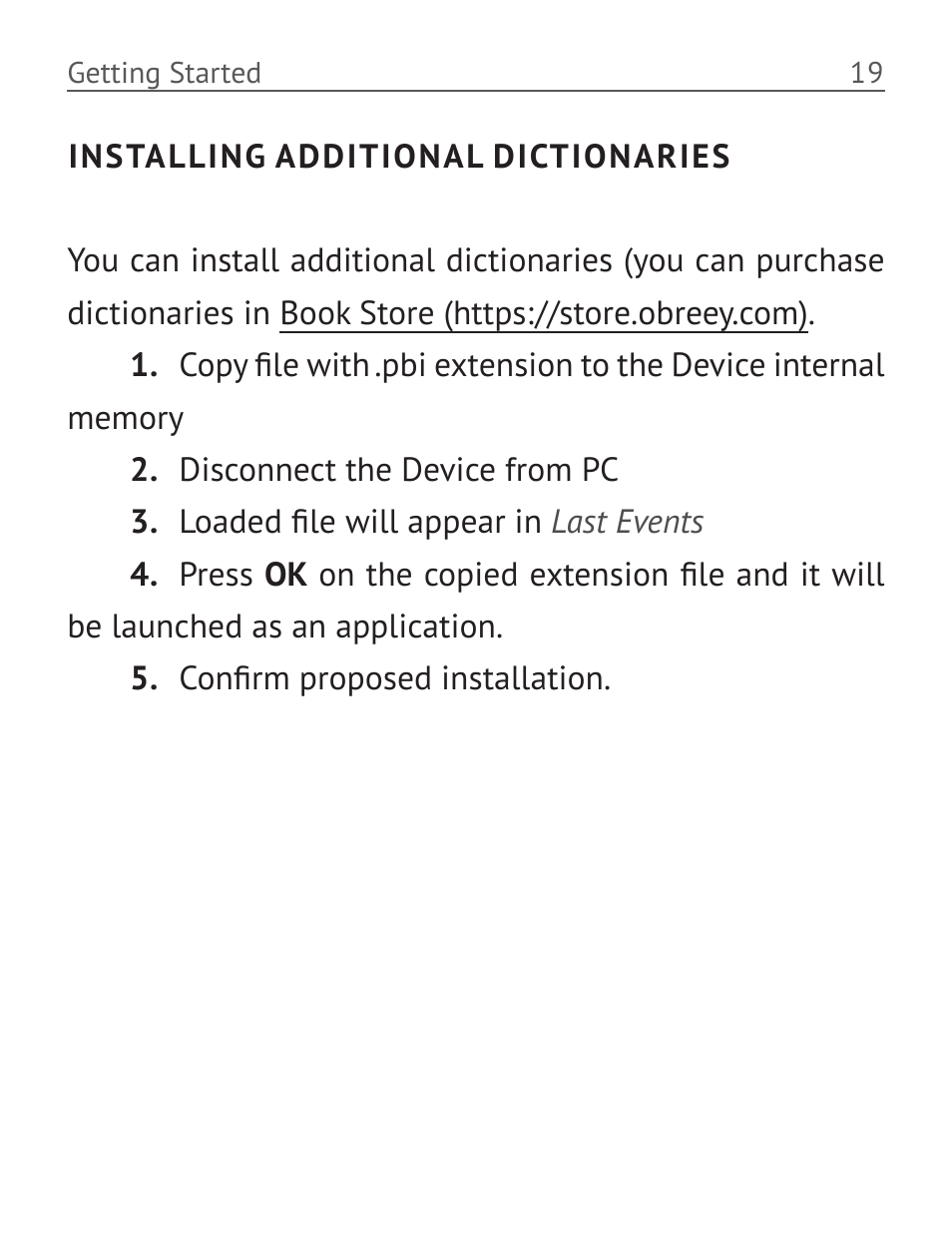 Installing additional dictionaries | PocketBook Basic New 613 User Manual | Page 20 / 54