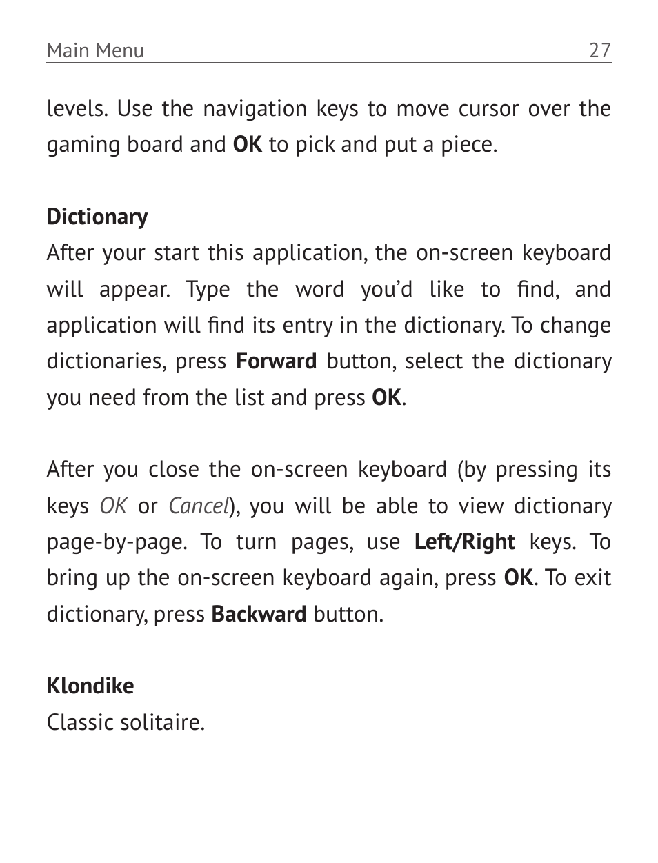 Dictionary, Klondike | PocketBook Basic New 613 User Manual | Page 28 / 54