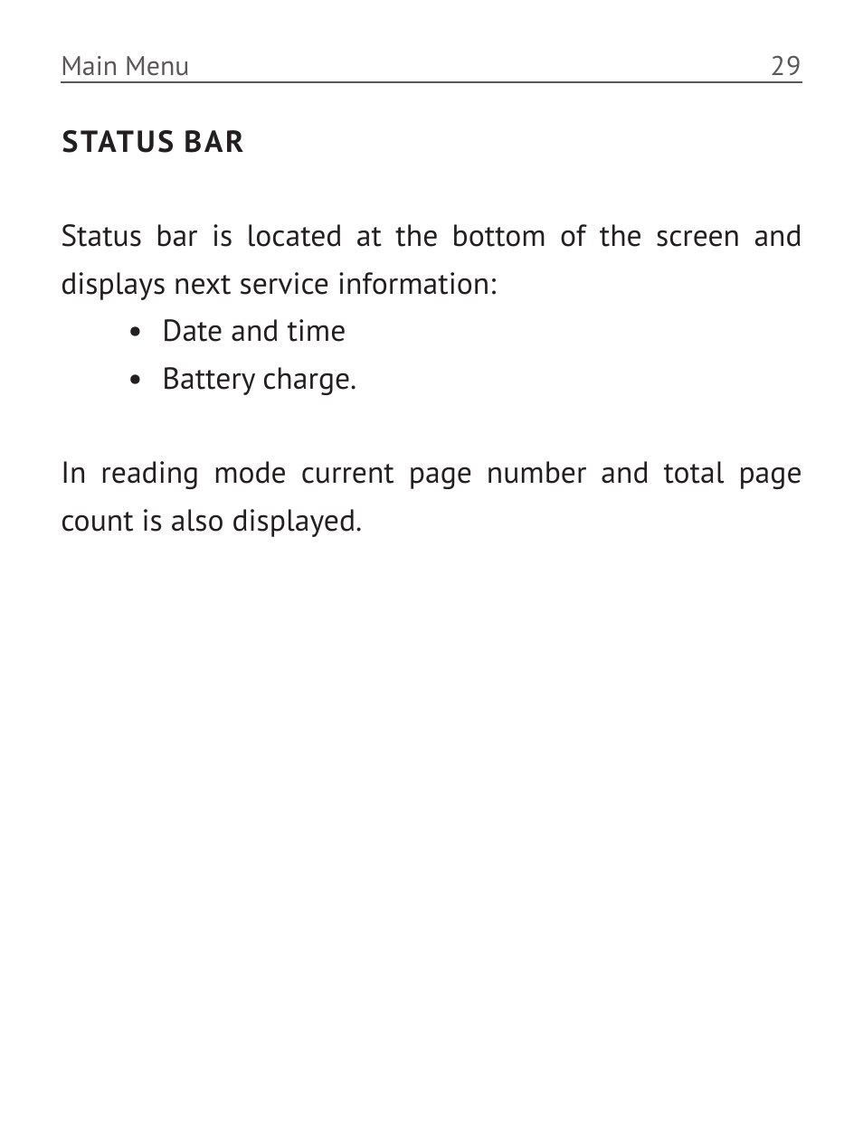 Status bar | PocketBook Basic New 613 User Manual | Page 30 / 54