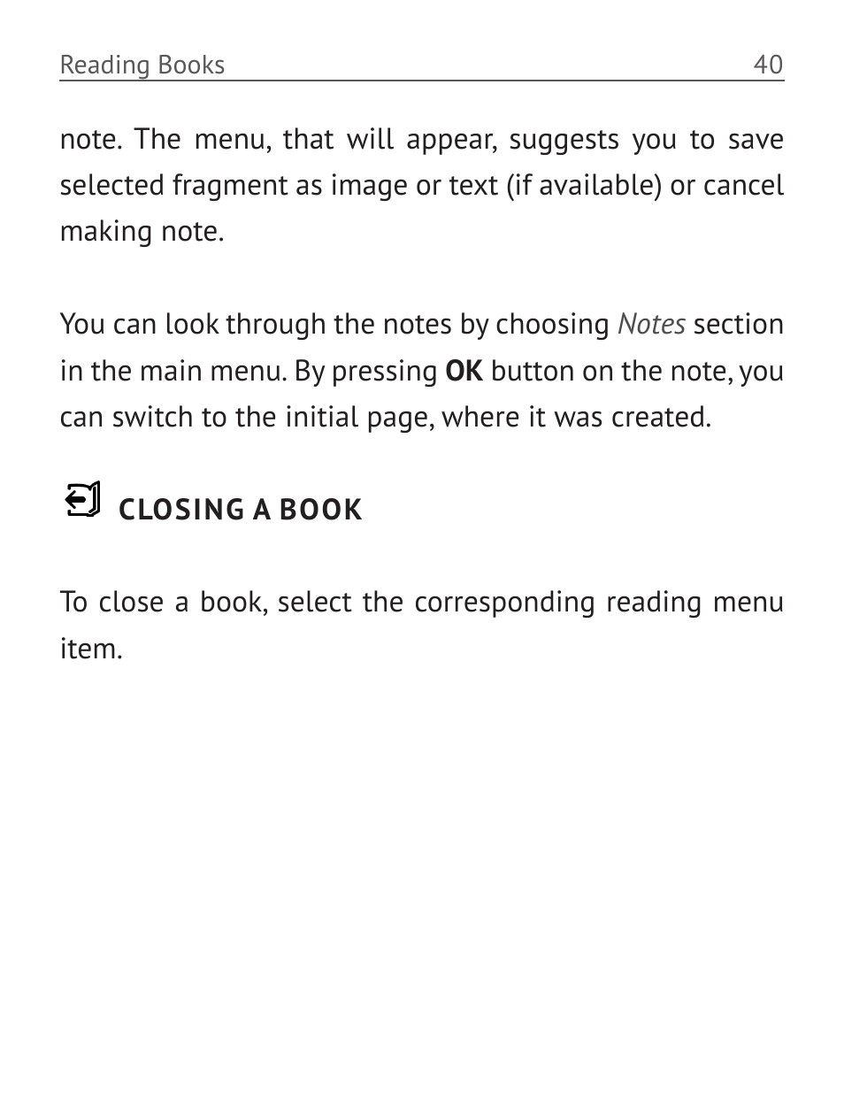 Closing a book | PocketBook Basic New 613 User Manual | Page 41 / 54