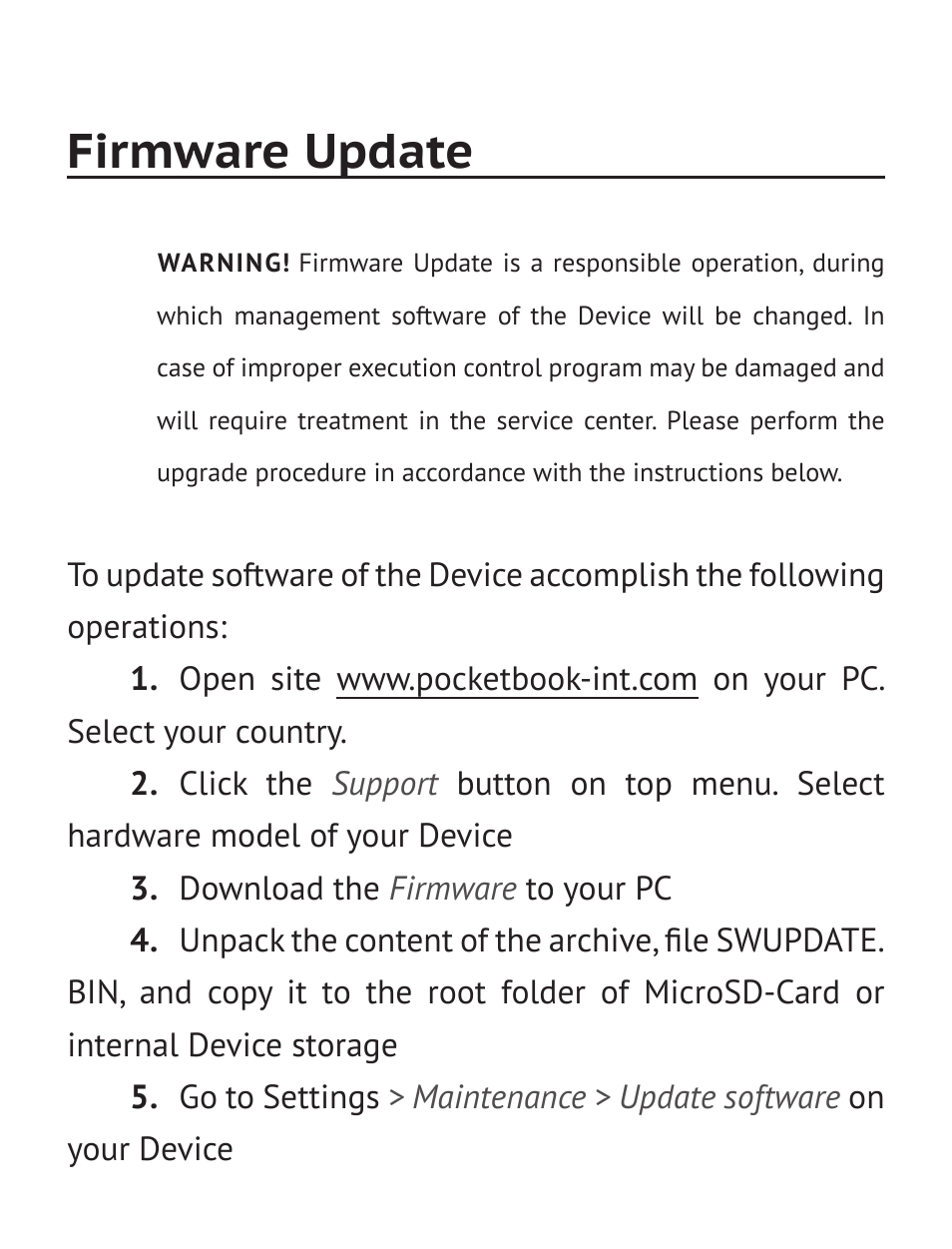 Firmware update | PocketBook Basic New 613 User Manual | Page 47 / 54