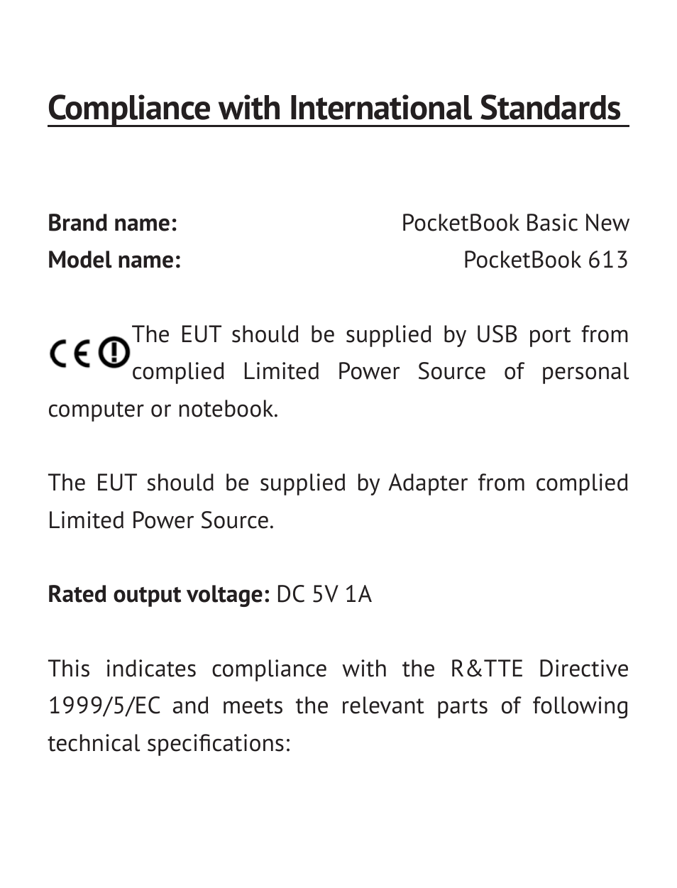 Compliance with international standards | PocketBook Basic New 613 User Manual | Page 53 / 54