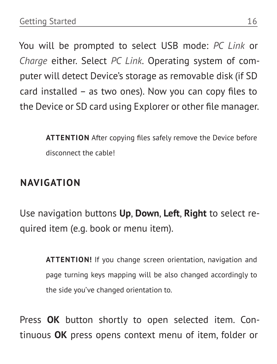 Navigation, Navigation 16 | PocketBook Basic 611 User Manual | Page 17 / 64