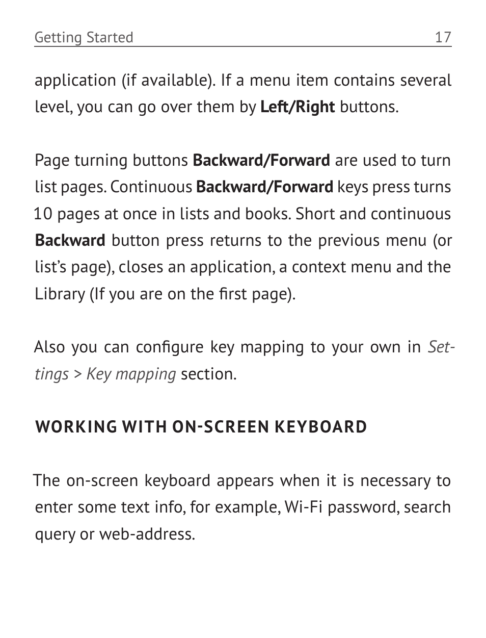 Working with on-screen keyboard | PocketBook Basic 611 User Manual | Page 18 / 64
