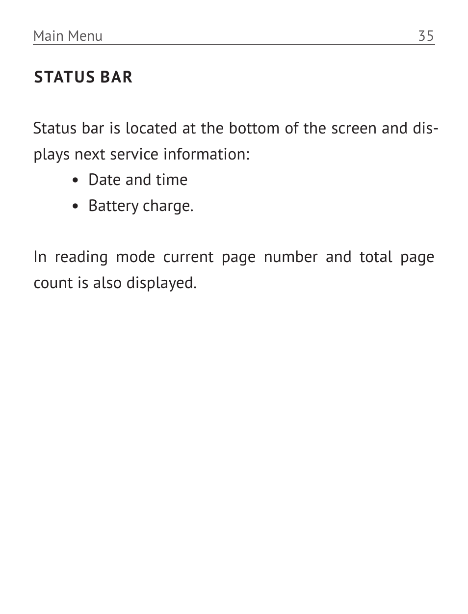 Status bar | PocketBook Basic 611 User Manual | Page 36 / 64