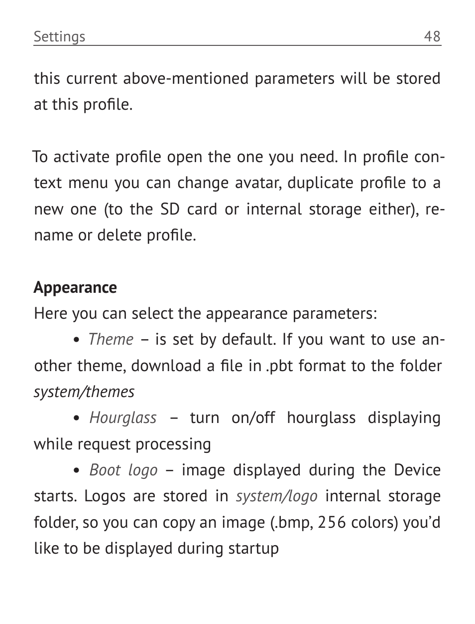 Appearance, Appearance 48 | PocketBook Basic 611 User Manual | Page 49 / 64