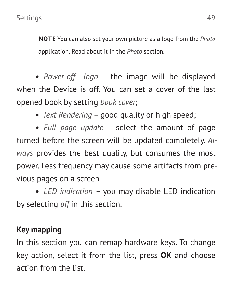 Key mapping | PocketBook Basic 611 User Manual | Page 50 / 64