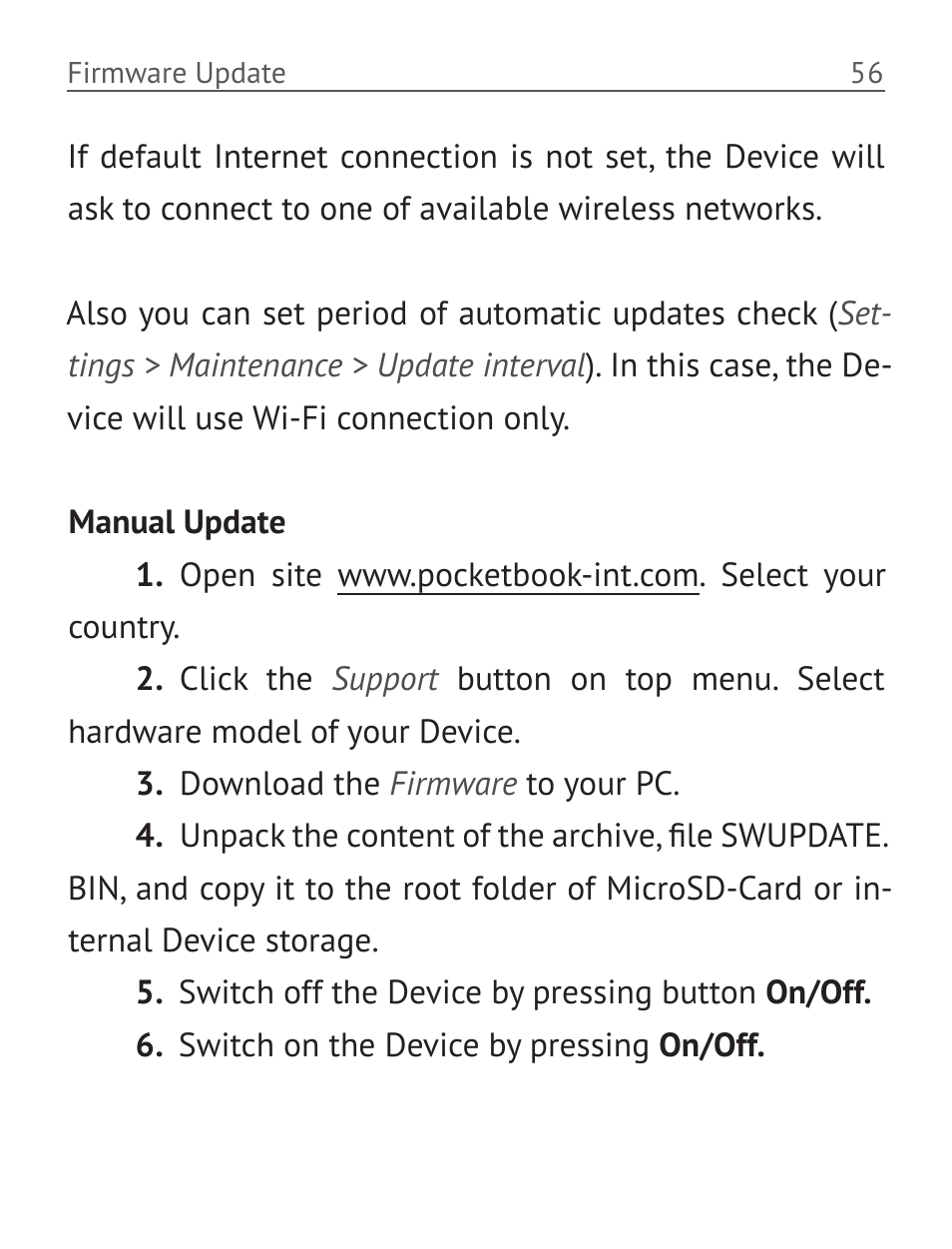 Manual update | PocketBook Basic 611 User Manual | Page 57 / 64