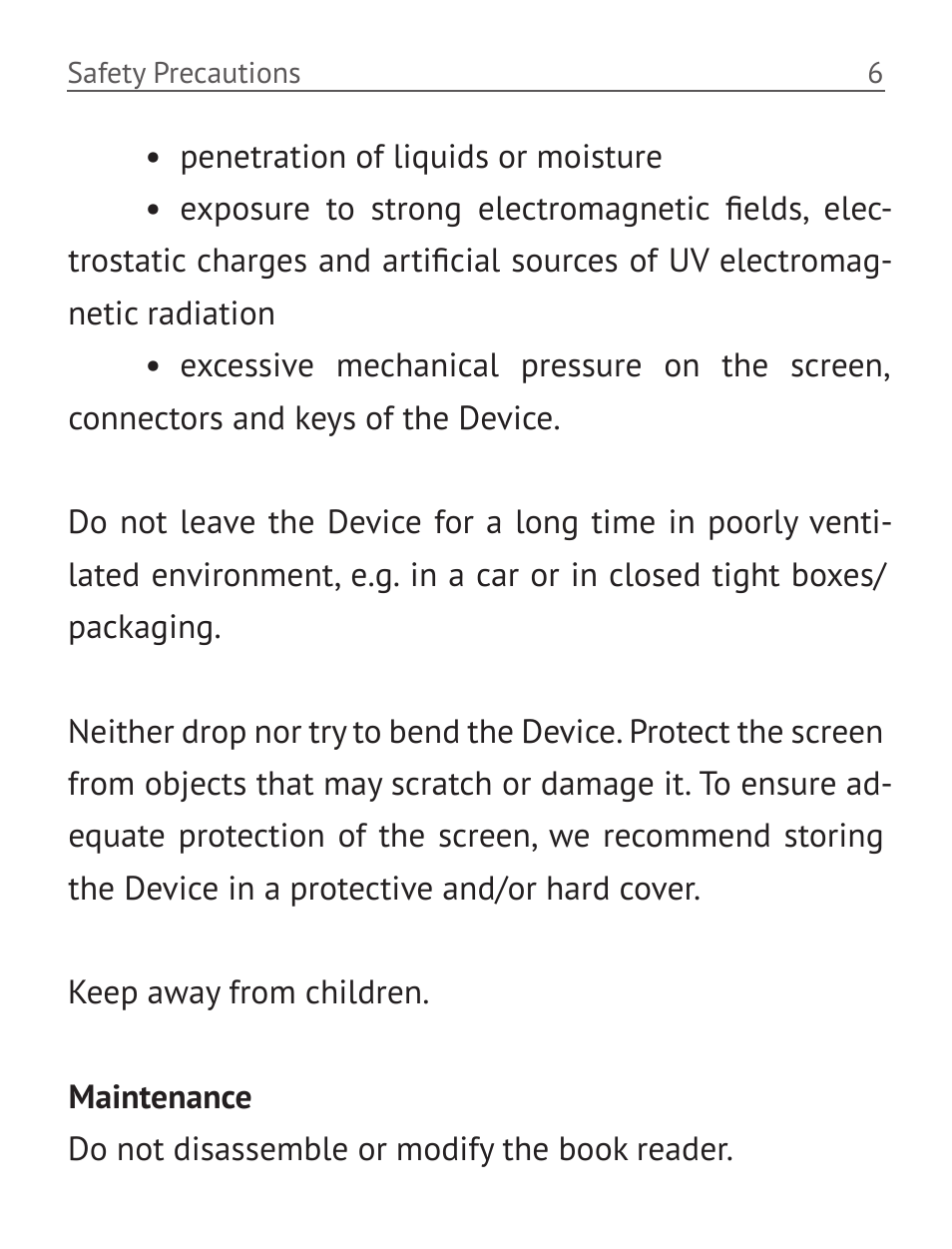 Maintenance, Maintenance 6 | PocketBook Basic 611 User Manual | Page 7 / 64