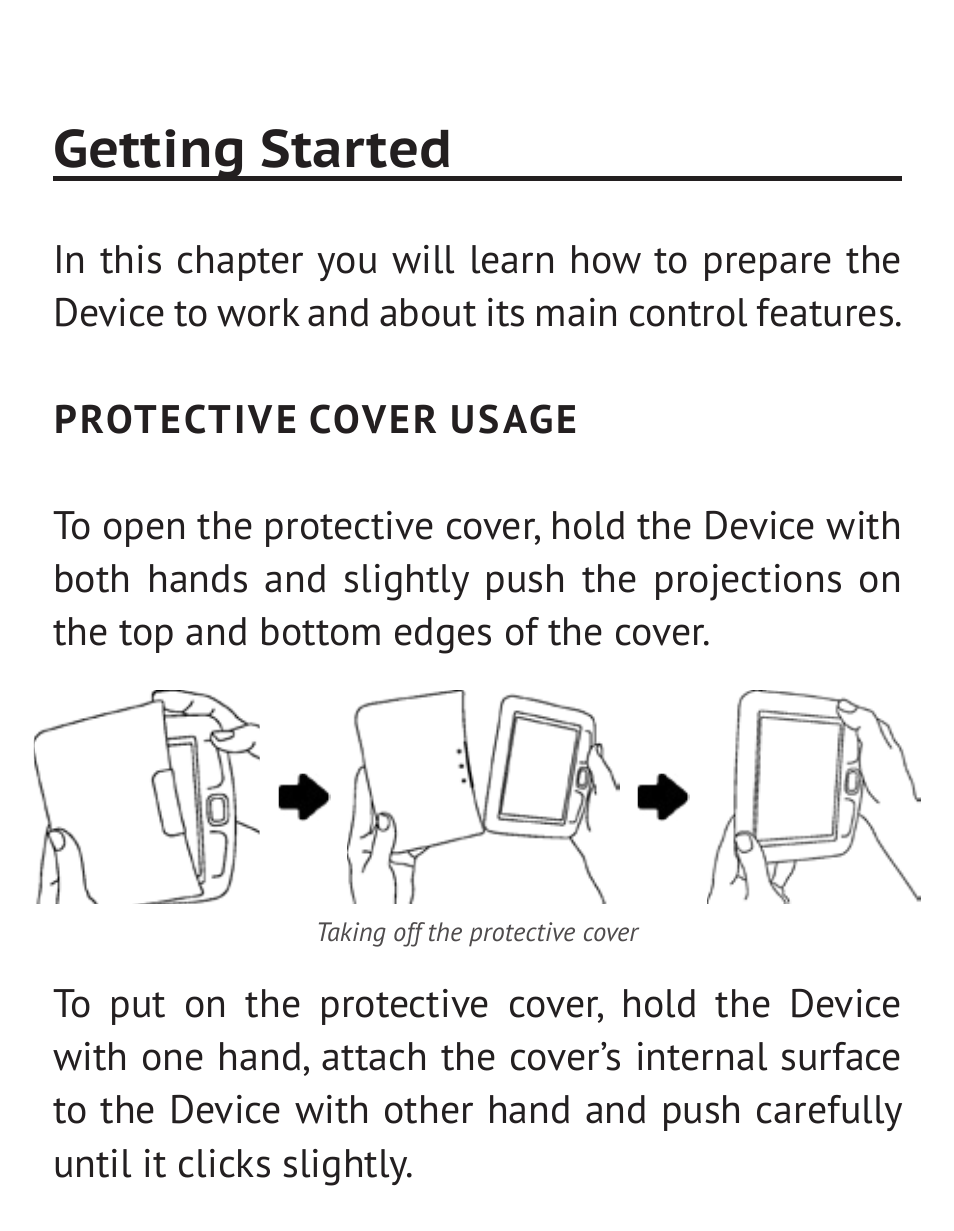 Getting started, Protective cover usage | PocketBook 36 Plus User Manual | Page 14 / 67