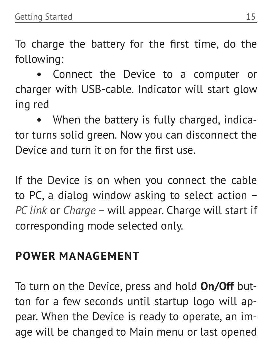 Power management | PocketBook 36 Plus User Manual | Page 16 / 67