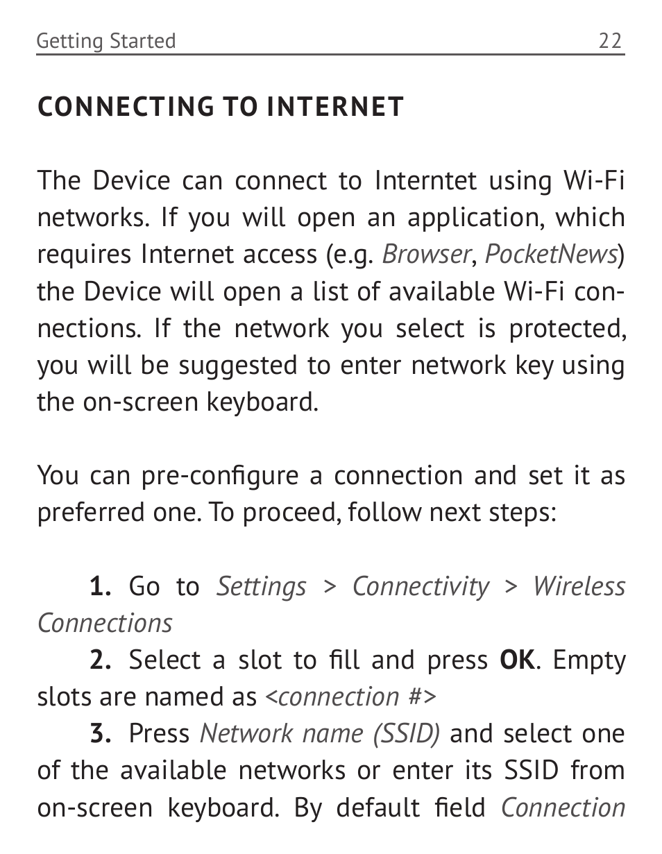 Connecting to internet | PocketBook 36 Plus User Manual | Page 23 / 67