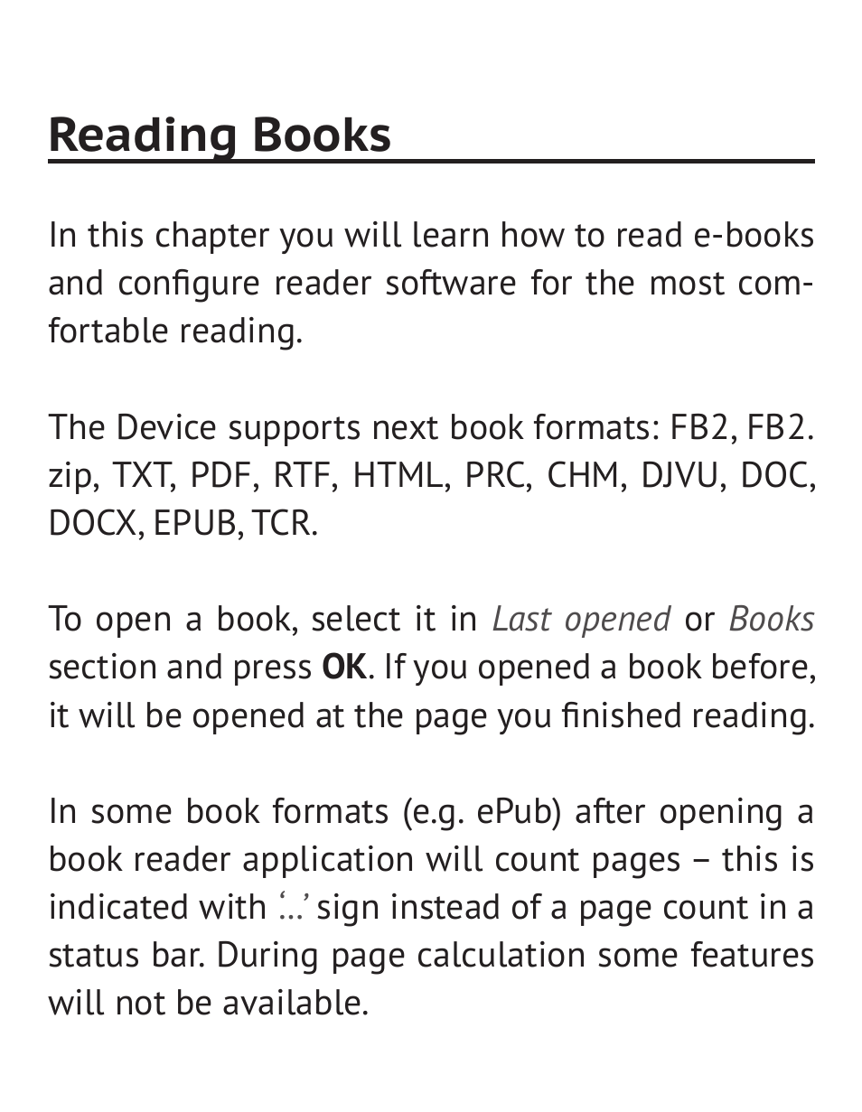 Reading books | PocketBook 36 Plus User Manual | Page 41 / 67