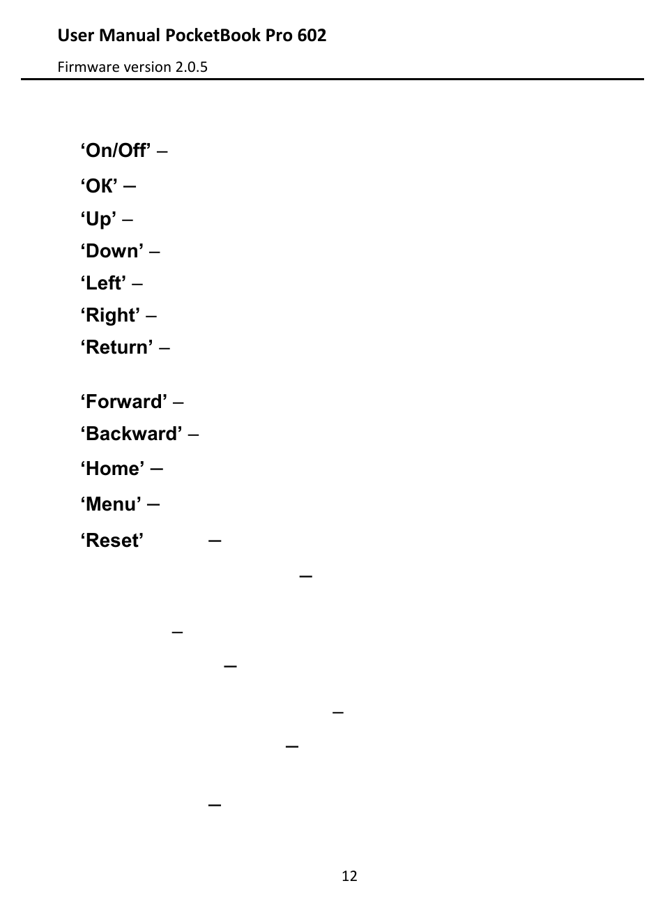 Controls and indicators | PocketBook Pro 602 User Manual | Page 12 / 87