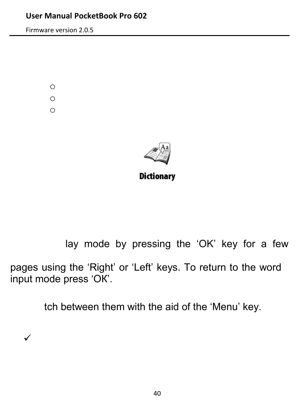 Dictionary | PocketBook Pro 602 User Manual | Page 40 / 87