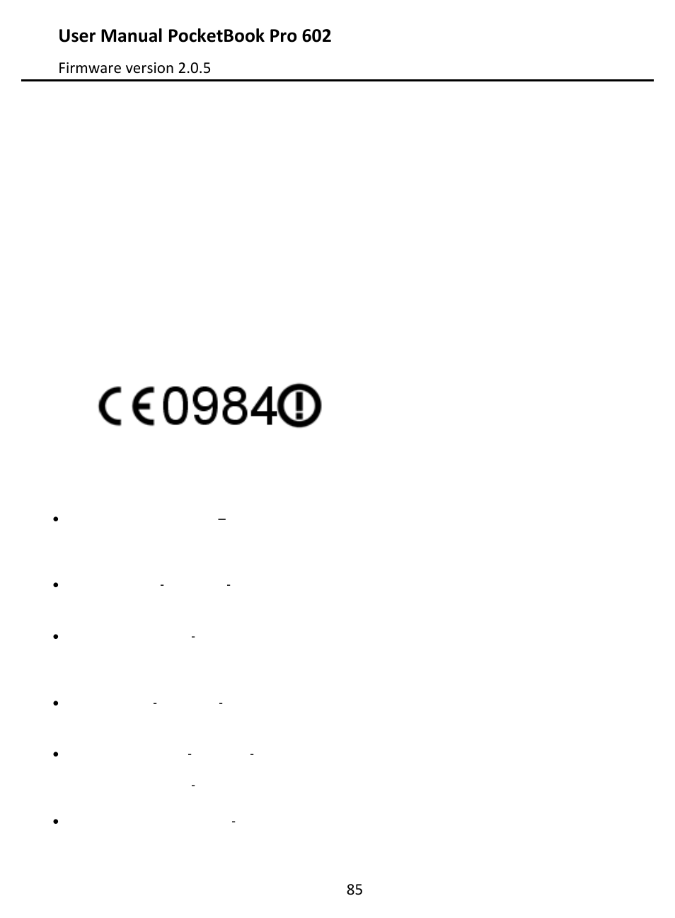 Compliance with international standards, Compliance with international standards . 85, User manual pocketbook pro 602 | Firmware version 2.0.5 | PocketBook Pro 602 User Manual | Page 85 / 87