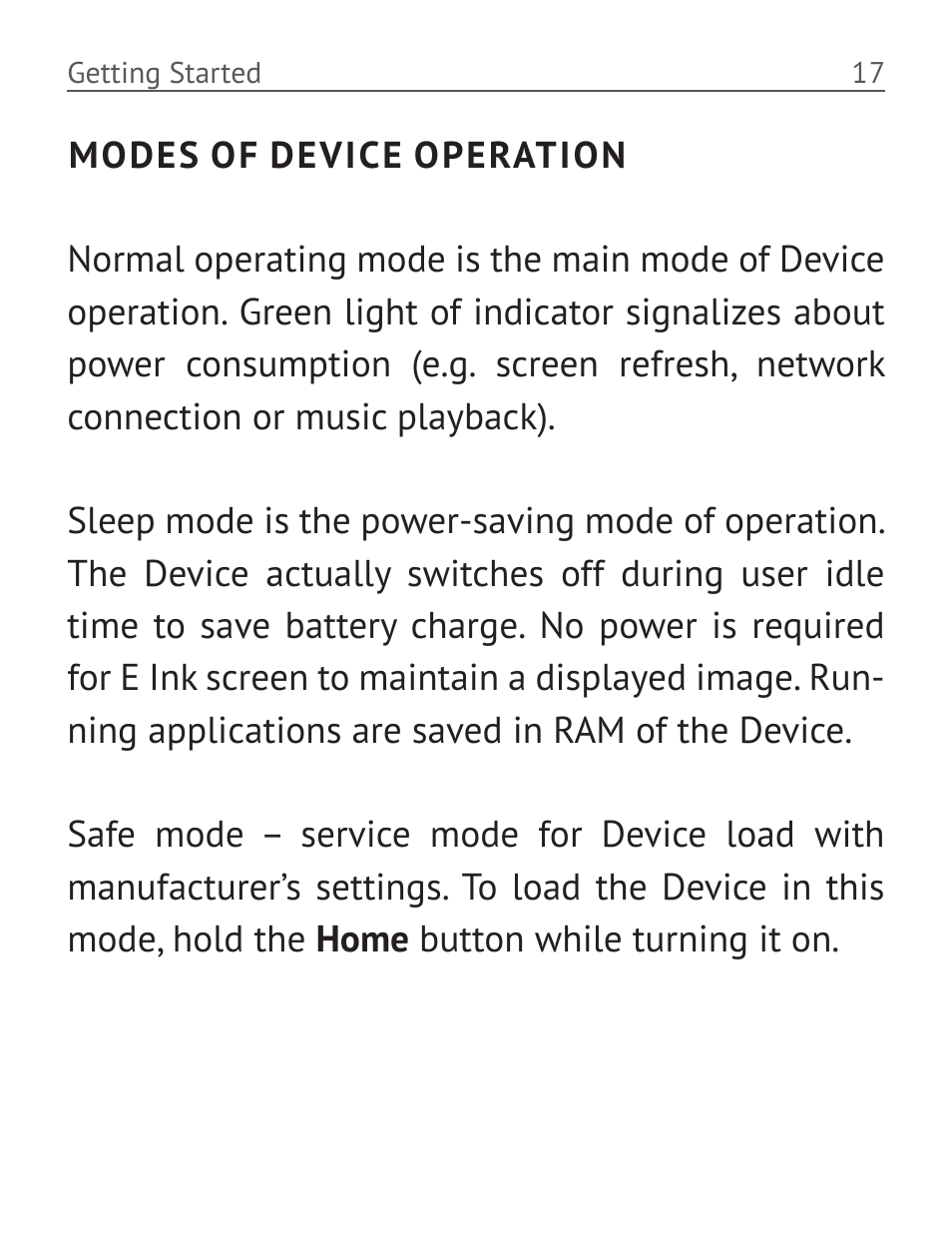 Modes of device operation | PocketBook Pro 612 User Manual | Page 18 / 107