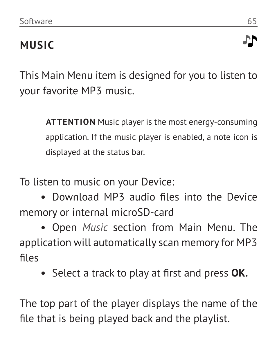 Music, Music 65 | PocketBook Pro 612 User Manual | Page 66 / 107