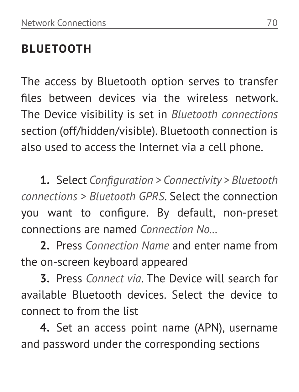 Bluetooth, Bluetooth 70 | PocketBook Pro 612 User Manual | Page 71 / 107