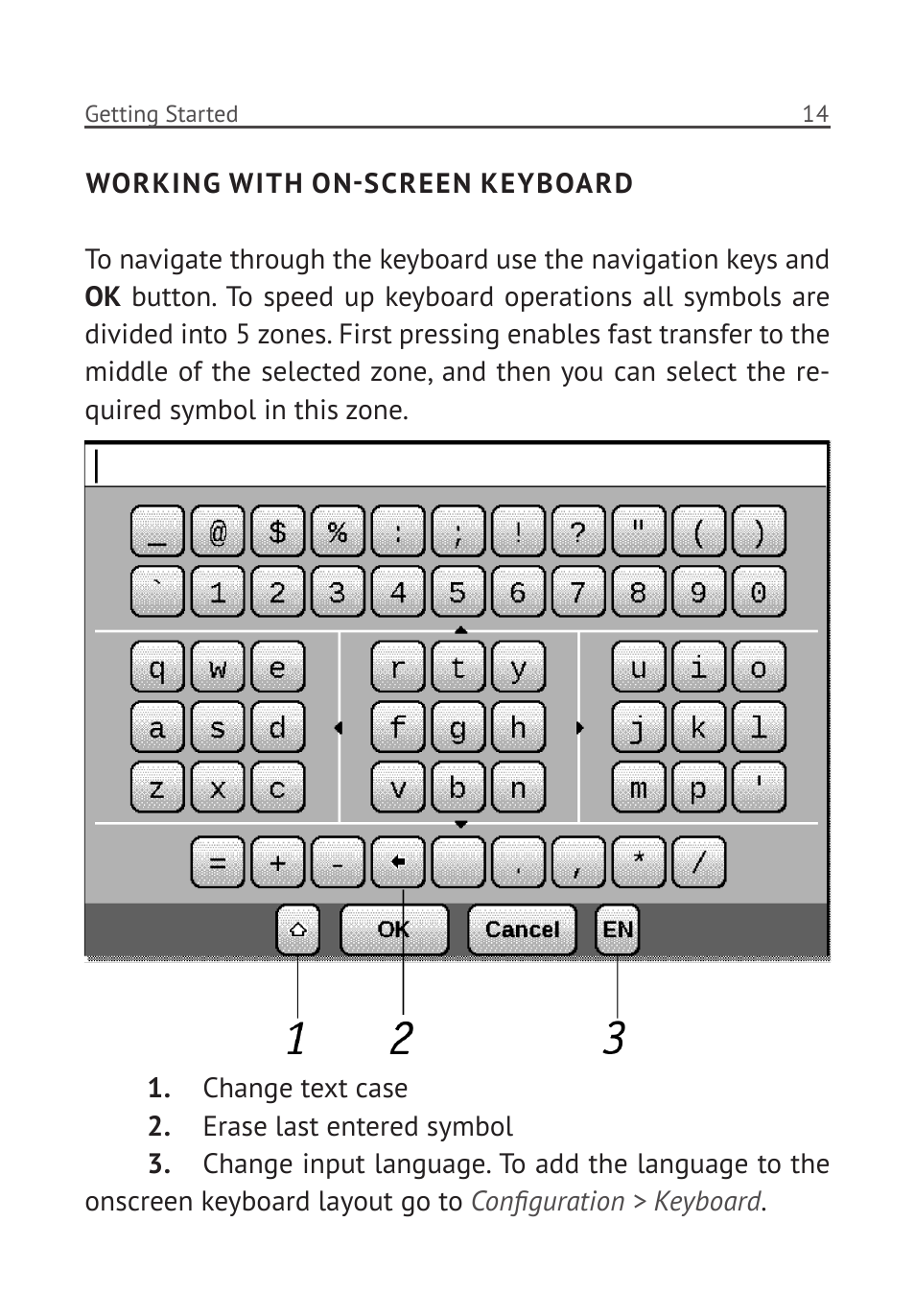 Working with on-screen keyboard | PocketBook Pro 902 User Manual | Page 15 / 66