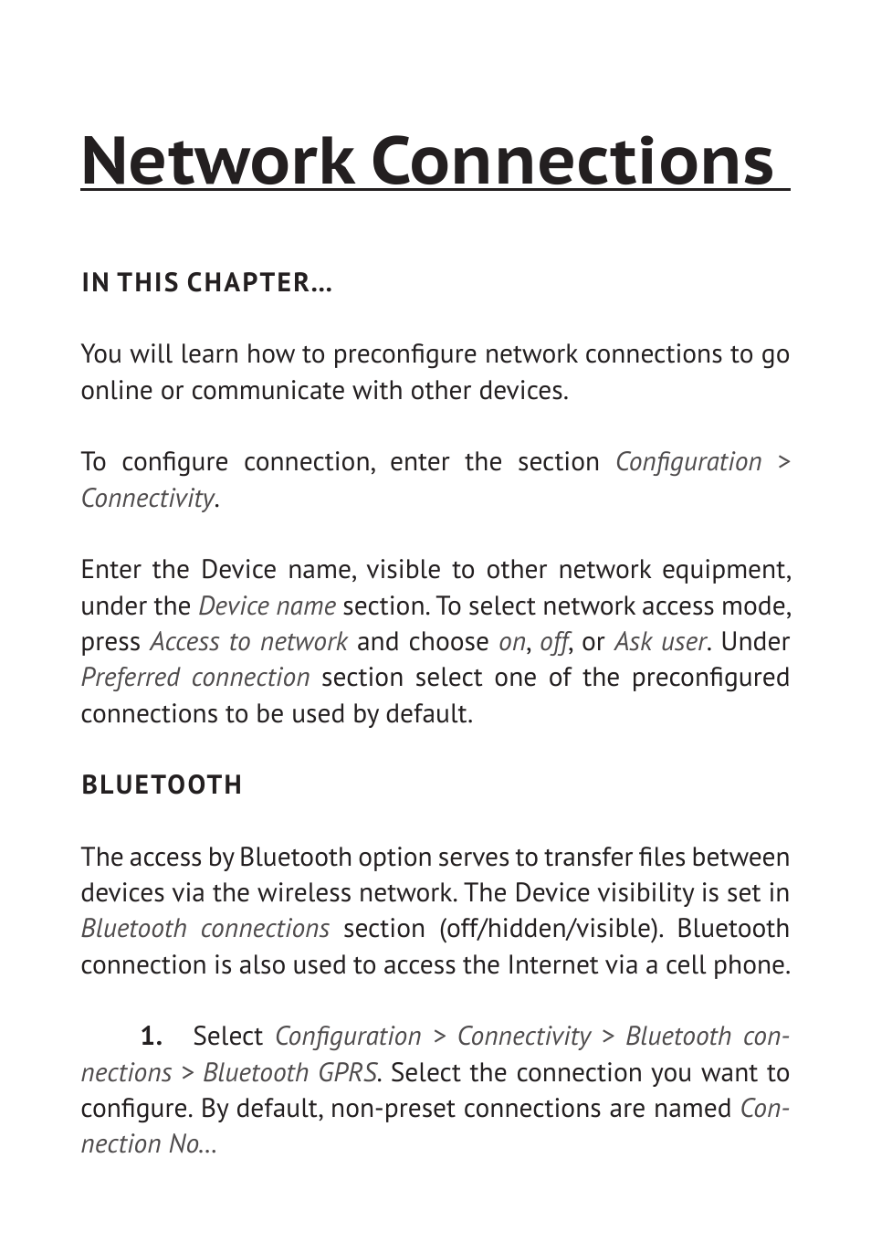 Network connections, Bluetooth, Bluetooth 39 | PocketBook Pro 902 User Manual | Page 41 / 66