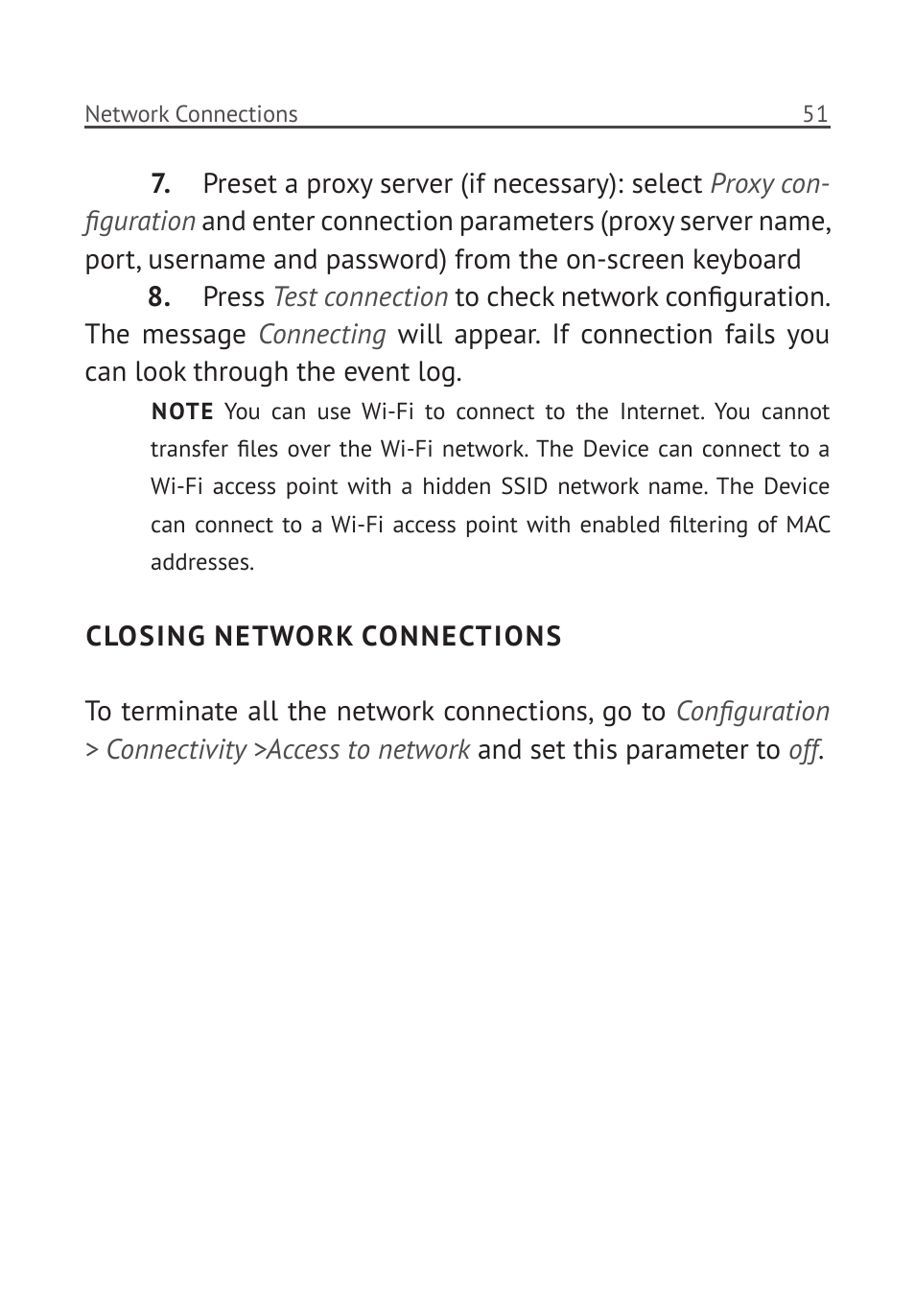 Closing network connections | PocketBook Pro 912 User Manual | Page 52 / 71