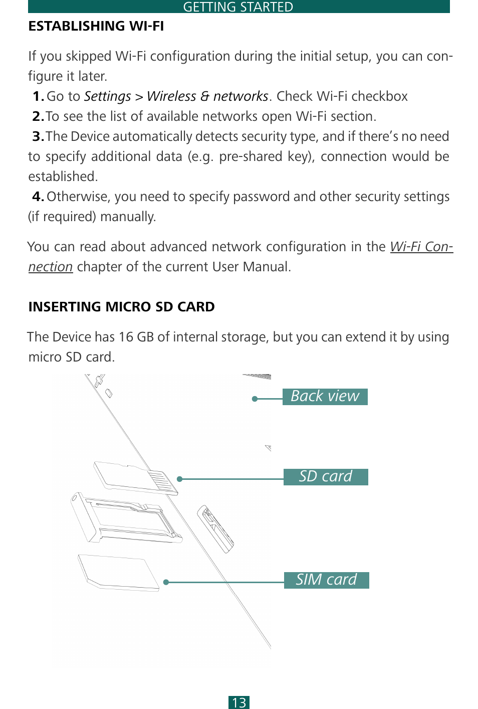 Back view sd card sim card | PocketBook SURFpad 4 S User Manual | Page 13 / 47