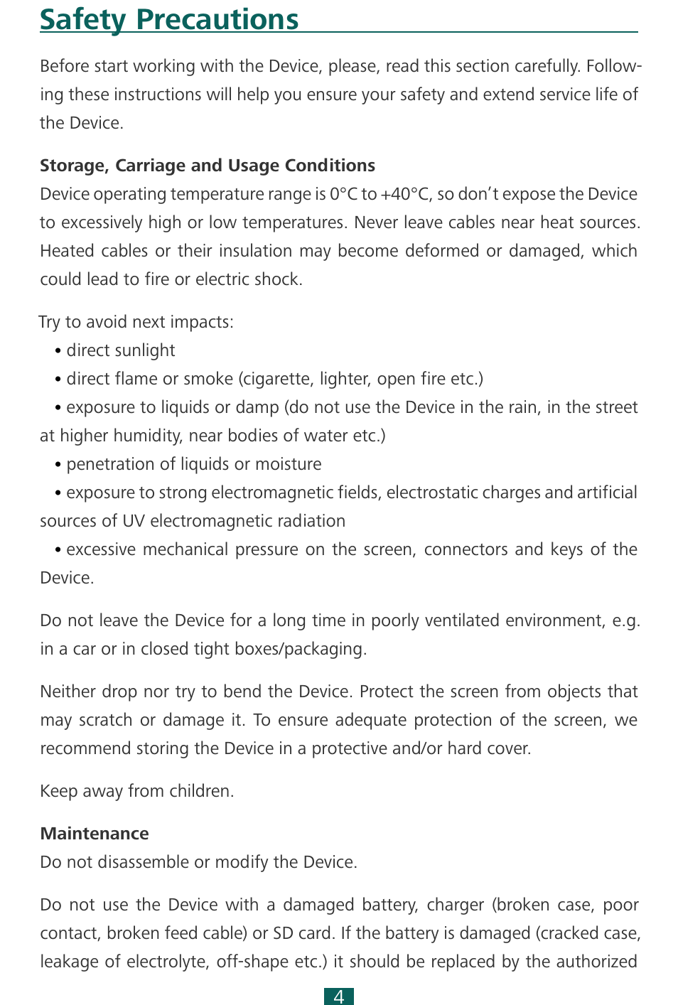 Safety precautions | PocketBook SURFpad 4 S User Manual | Page 4 / 47