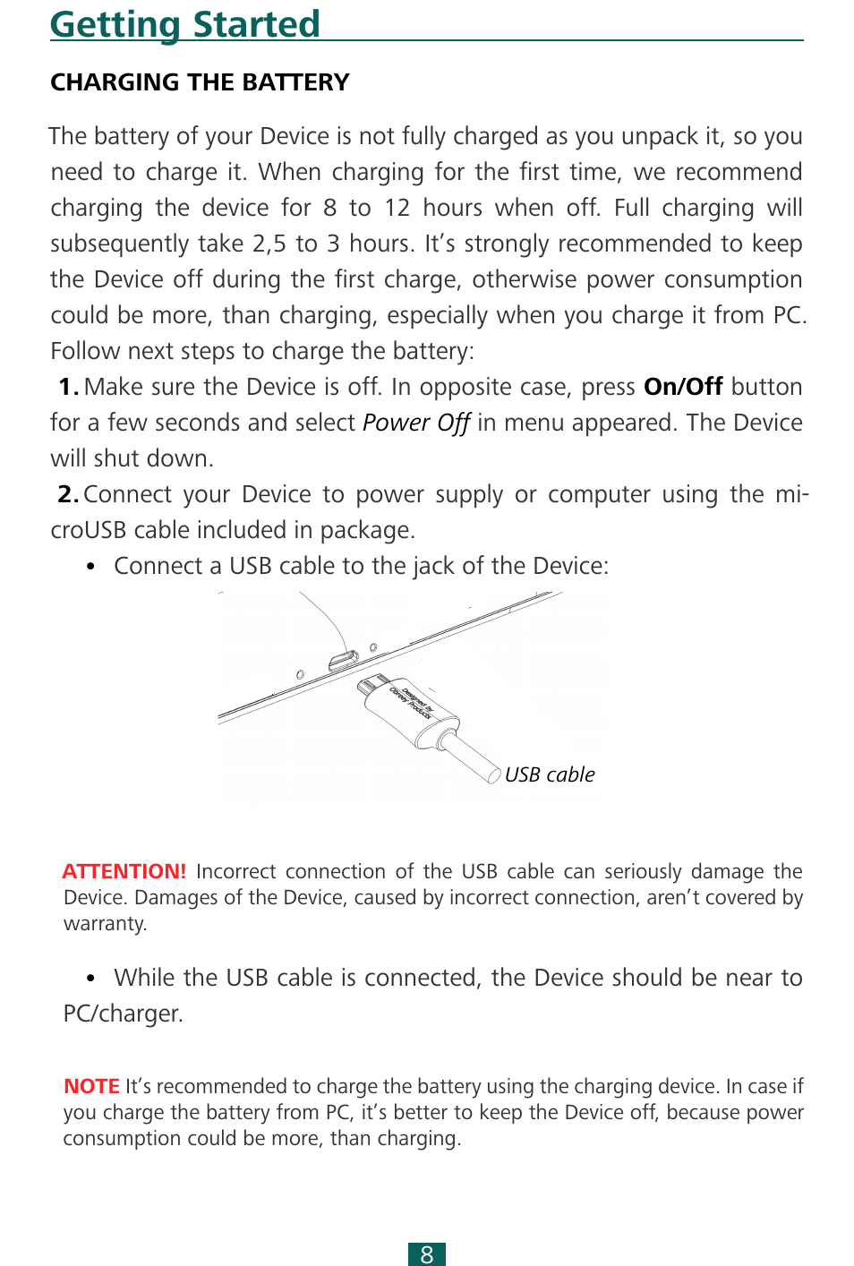 Getting started | PocketBook SURFpad 4 S User Manual | Page 8 / 47