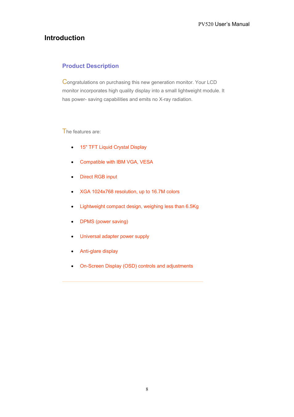 Introduction | CTX PV520 User Manual | Page 8 / 30