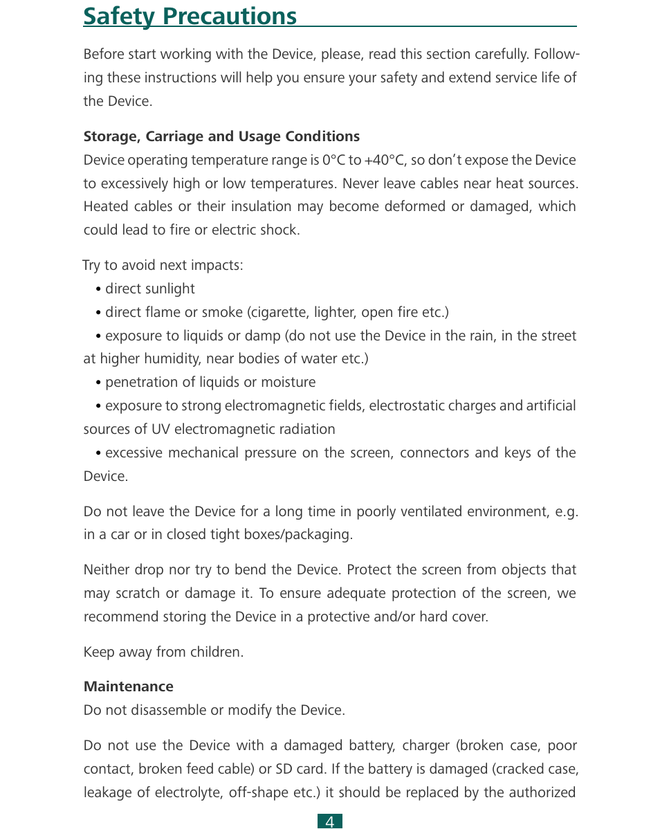 Safety precautions | PocketBook SURFpad 4 M User Manual | Page 4 / 47