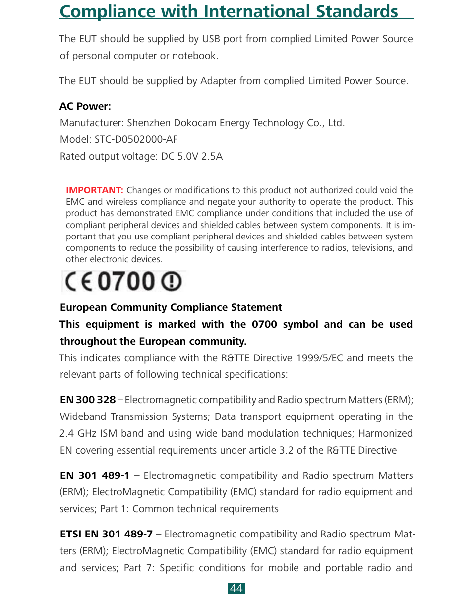 Compliance with international standards | PocketBook SURFpad 4 M User Manual | Page 44 / 47