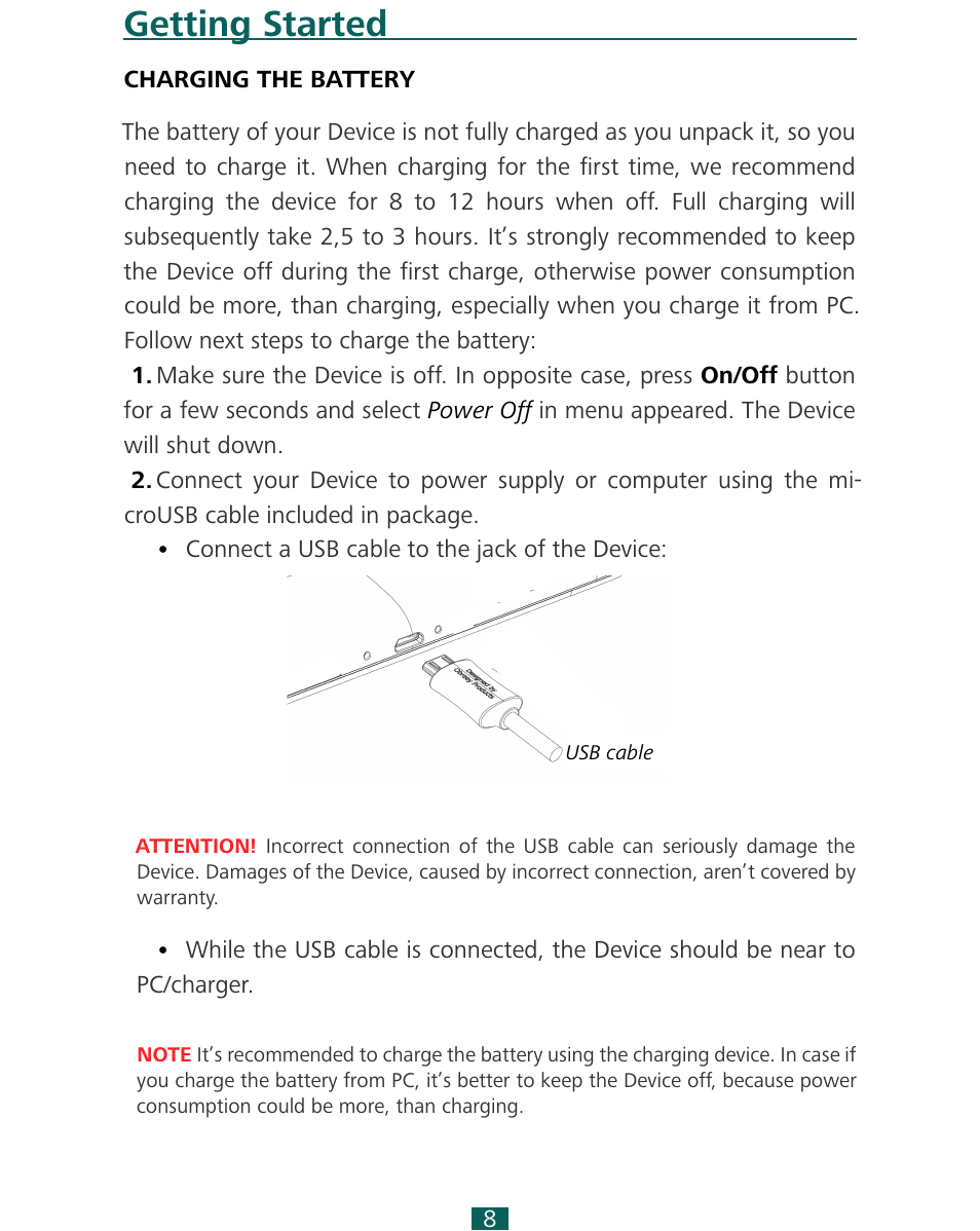 Getting started | PocketBook SURFpad 4 M User Manual | Page 8 / 47