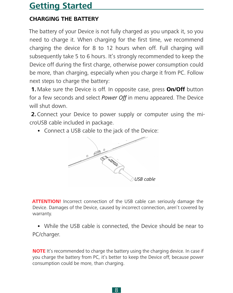 Getting started | PocketBook SURFpad 4 L User Manual | Page 8 / 47