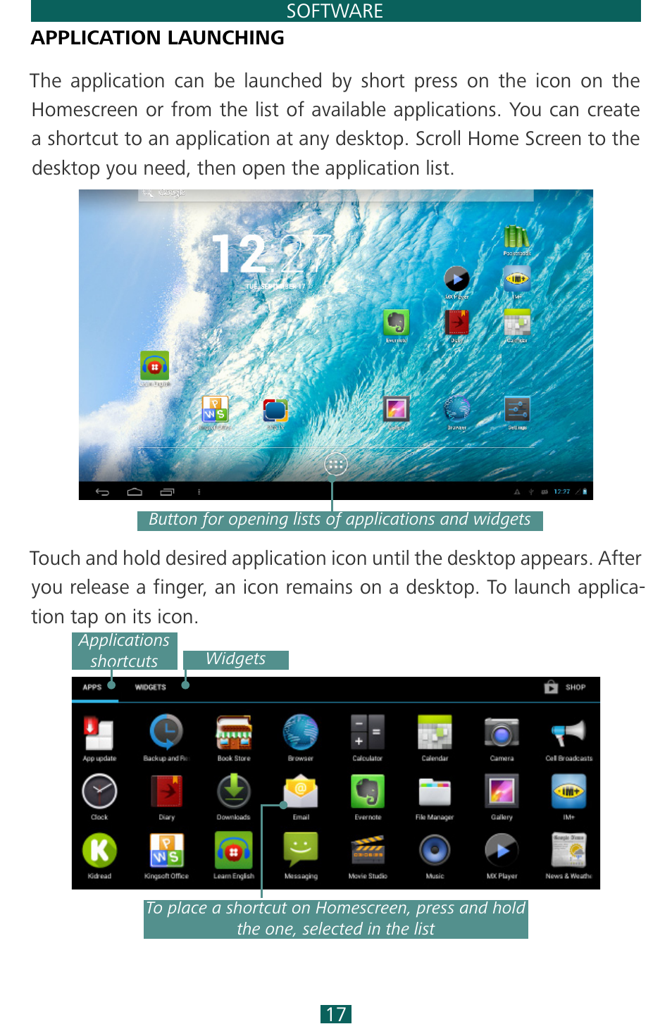 Application launching | PocketBook SURFpad 3 (10,1") User Manual | Page 17 / 47