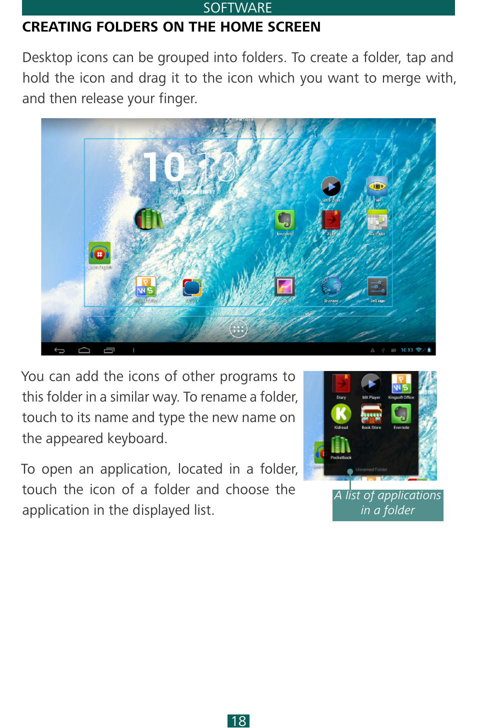 Creating folders on the home screen, Goback | PocketBook SURFpad 3 (10,1") User Manual | Page 18 / 47