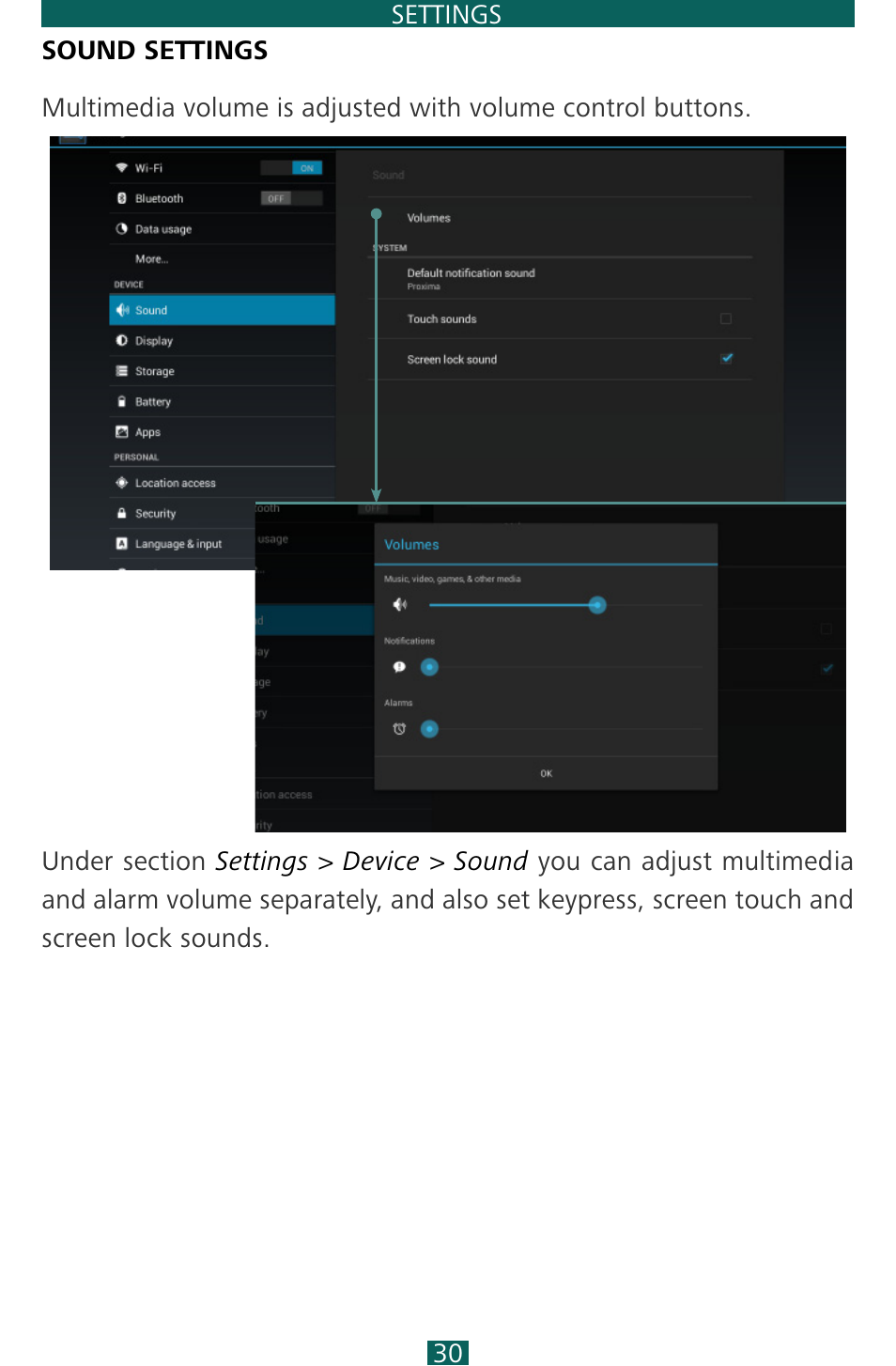 Sound settings | PocketBook SURFpad 3 (10,1") User Manual | Page 30 / 47
