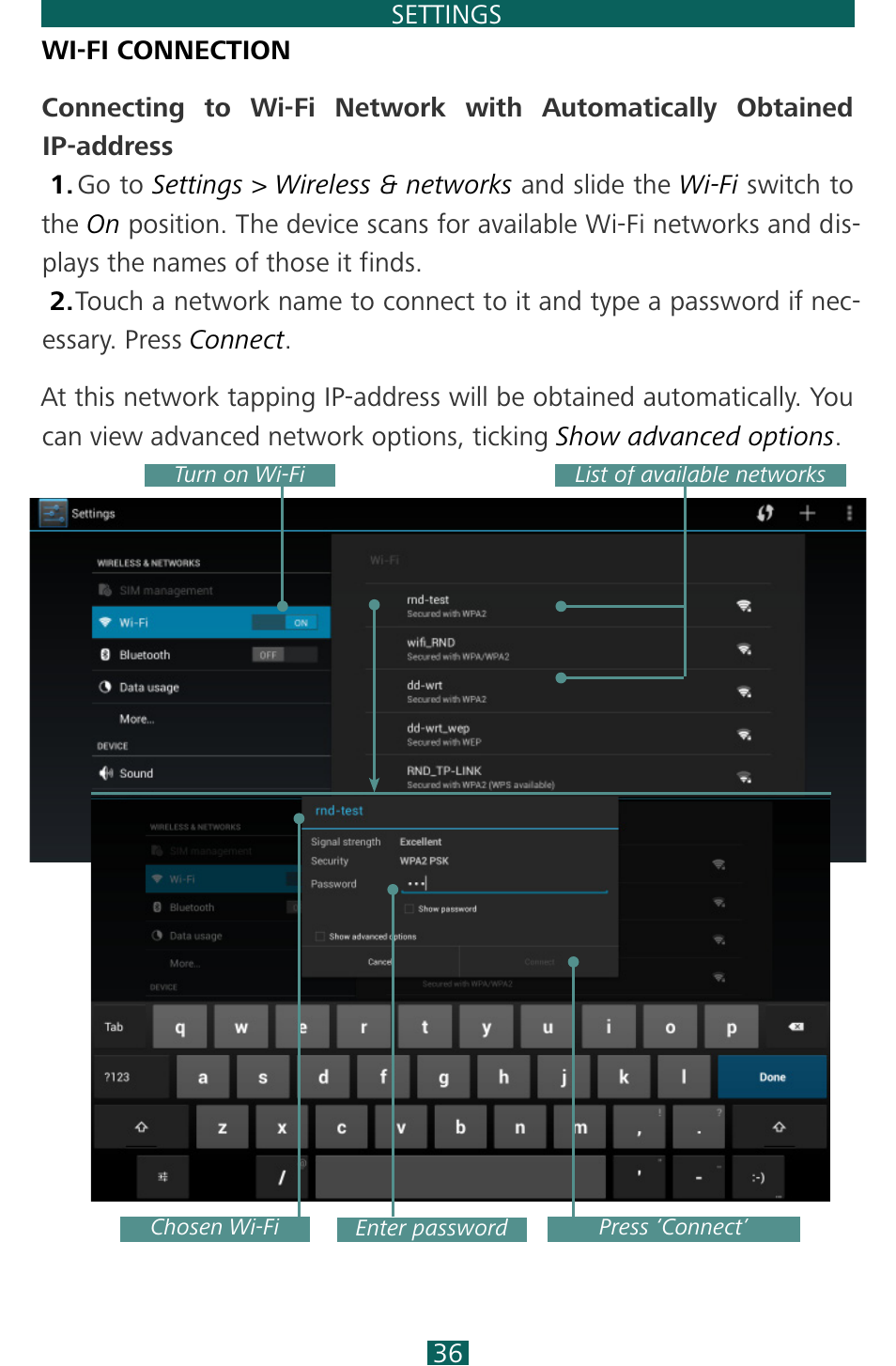 Wi-fi connection | PocketBook SURFpad 3 (10,1") User Manual | Page 36 / 47