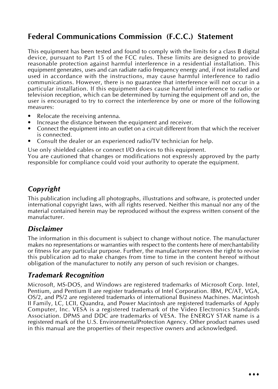 Copyright, Disclaimer, Trademark recognition | CTX p772L User Manual | Page 2 / 20