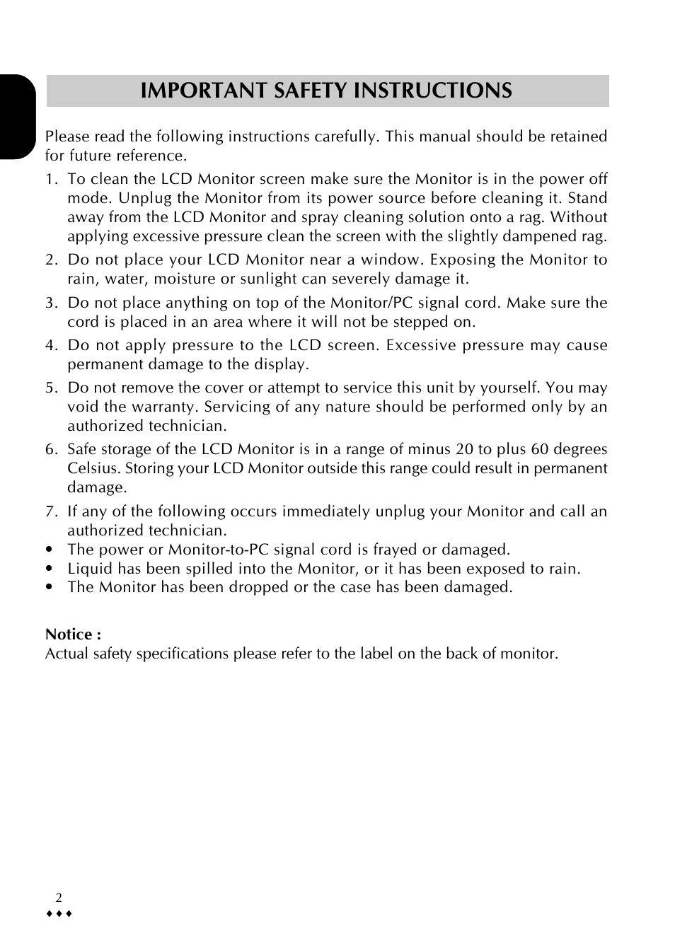 Important safety instructions | CTX p772L User Manual | Page 5 / 20