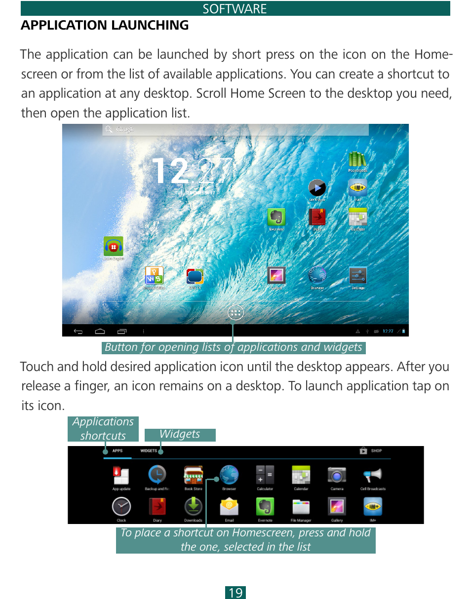 Application launching | PocketBook SURFpad 3 (7,85") User Manual | Page 19 / 49