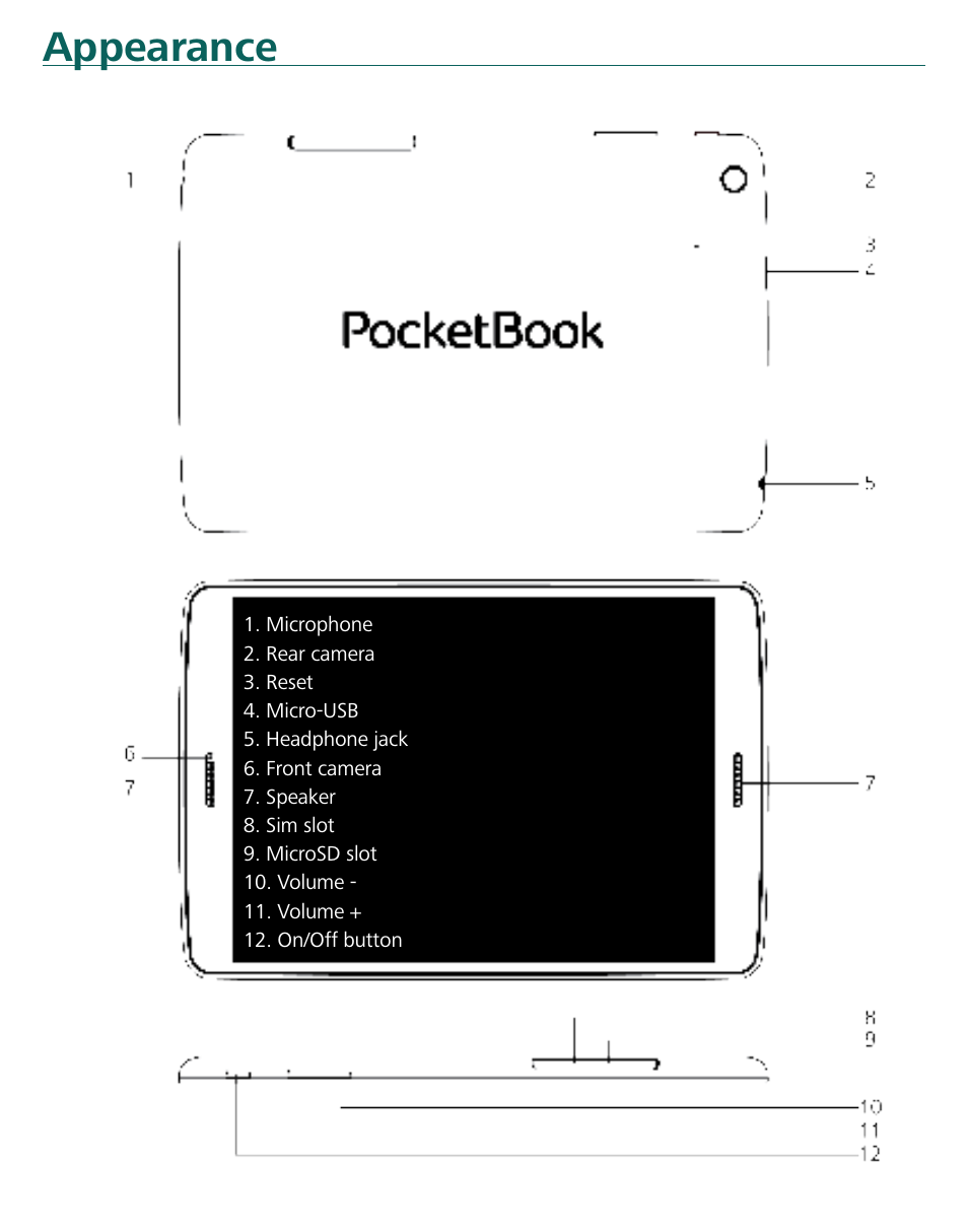 Appearance, Appearance 8 | PocketBook SURFpad 3 (7,85") User Manual | Page 8 / 49