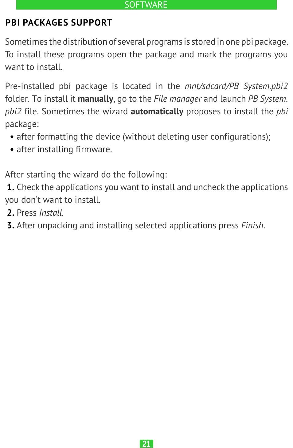 Pbi packages support | PocketBook SURFpad 2 User Manual | Page 21 / 45