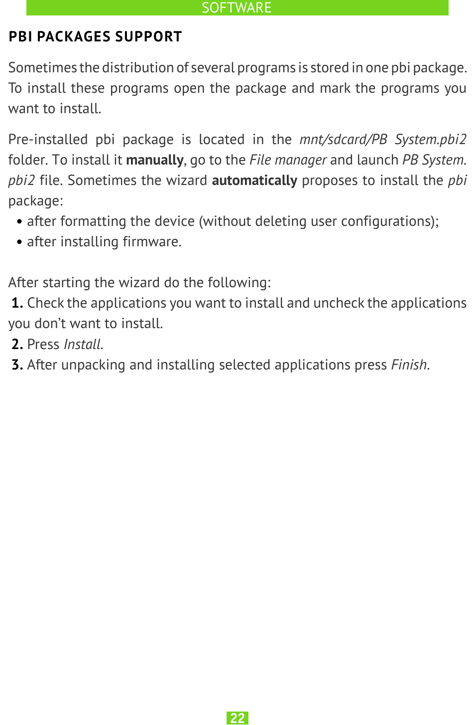 Pbi packages support | PocketBook SURFpad U7 User Manual | Page 22 / 46