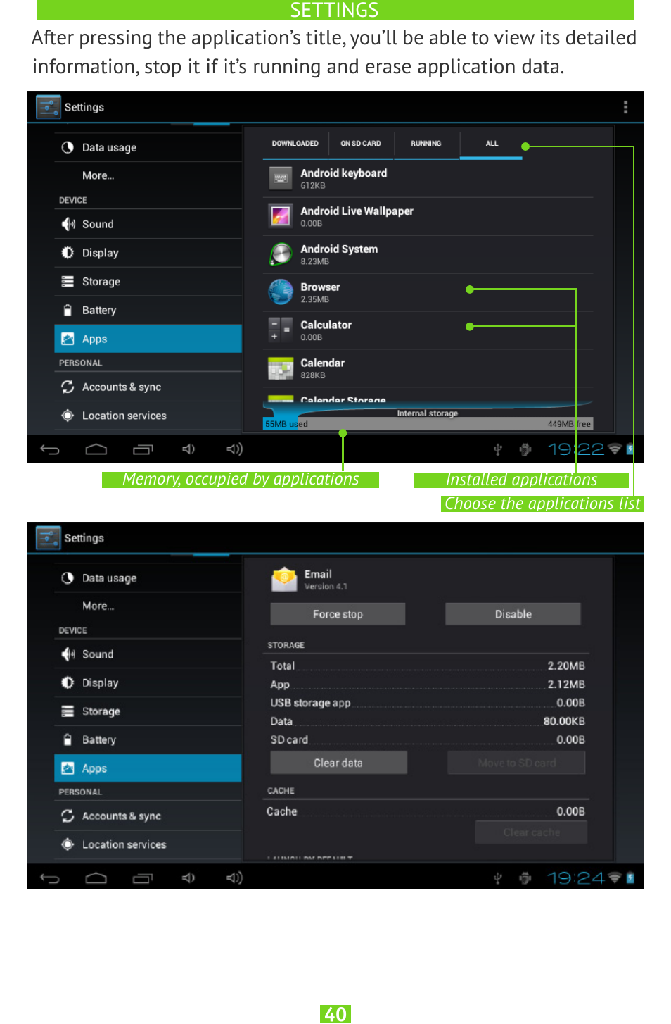 PocketBook SURFpad U7 User Manual | Page 40 / 46