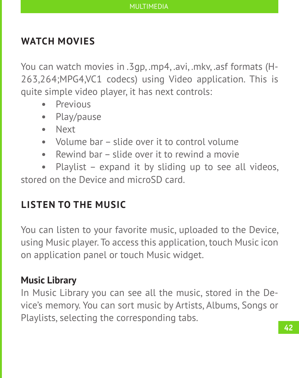 Watch movies, Listen to the music | PocketBook A 10 User Manual | Page 43 / 83